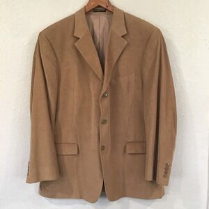 Andrew Fezza Men 48R Blazer Tan Corduroy Sports Coat 100% Cotton Preppy Academia